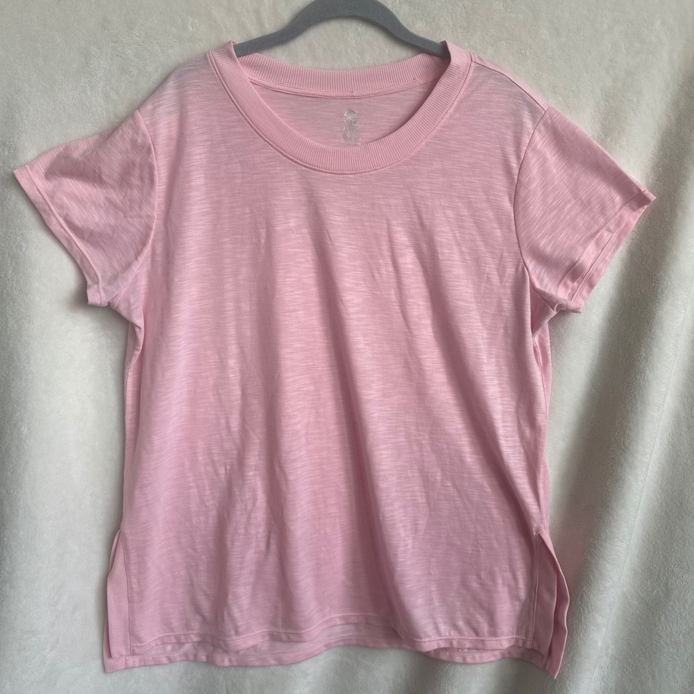 Gaiam Petal Pink Slub‎ Knit Short Sleeve Training Tee Shirt XXL
